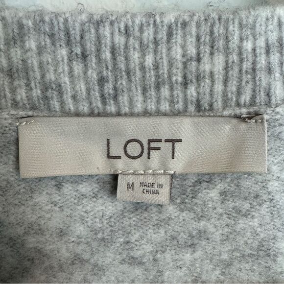 LOFT Gray V-Neck Cozy Sweater M - Picture 2 of 6